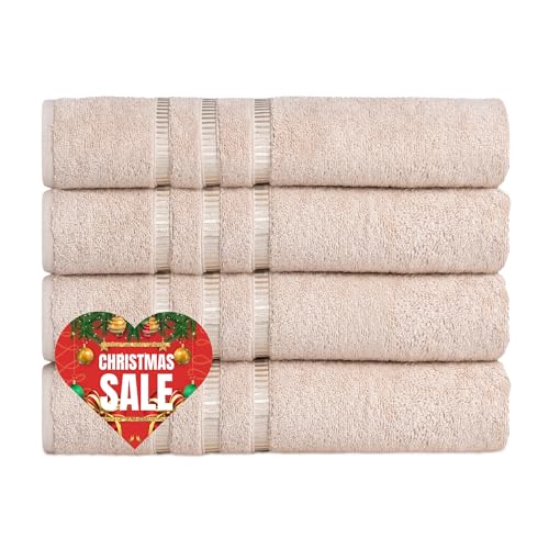 COTTONIA Premium Turkish Cotton Bath Towels Set of 4, 27