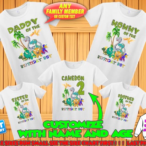 Dinosaur Birthday Shirt, Dinosaur Custom Shirt, Personalized Dinosaur Shirt, Dinosaur family shirts, Dinosaur matching family Birthday Shirt, Birthday t-shirt for girls and boys3
