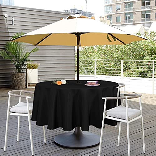 Saraflora Outdoor And Indoor Tablecloth -60 Inch Round, Black Wrinkle Free Washable Waterproof Table Cloth With Umbrella Hole And Zipper Round Table Cover For Spring/Summer/Patio/Picnic/Bbqs/Party #TOP15