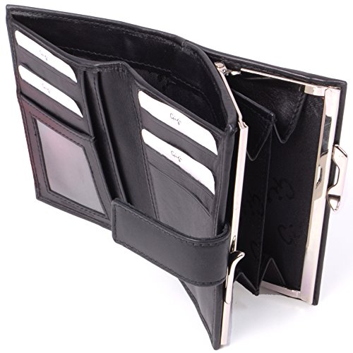 Portefeuille femme cuir noir véritable Gigi 4244 avec boîte cadeau