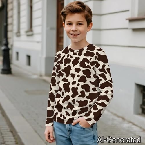 Image of Renewold Boys Girls Tees Kids T-Shirt Long Sleeve Crewneck T Shirts Casual Athletic Tops Clothing for Home School Travel