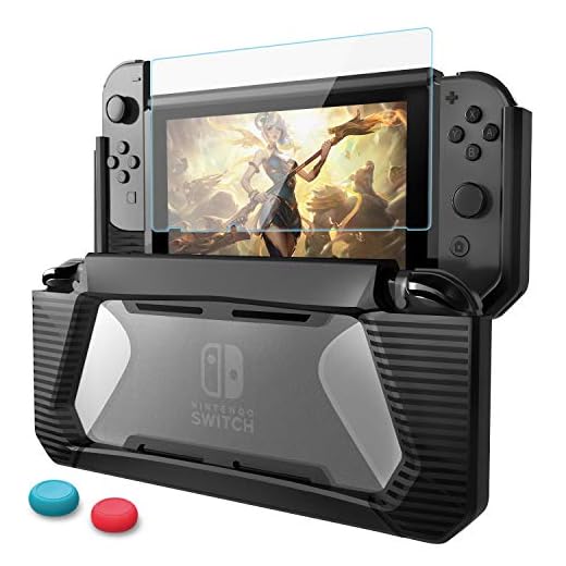 HEYSTOP Nintendo Switch Hülle mit Schutzfolie, TPU Schwerlast Schutzhülle for Nintendo Switch,Griff Cover Case Zubehör mit Stoßdämpfung und Anti-Scratch