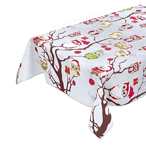 Tovaglia cerata Natalizia - Gufi - bordata Made in...