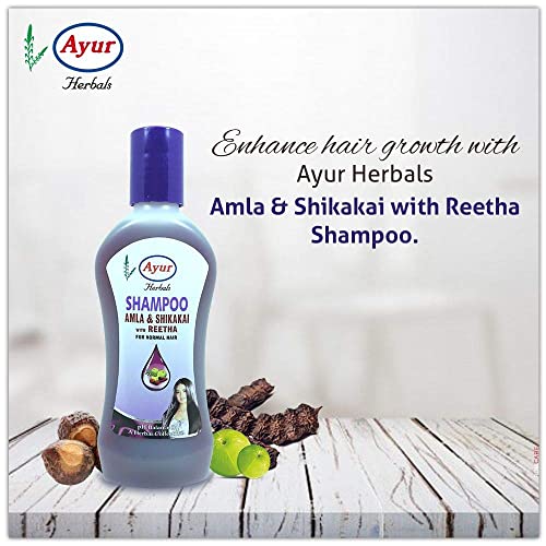 Image of Ayur Herbal Shampoo Amla & Shikakai with Reetha for Normal Hair (Pack of 3)