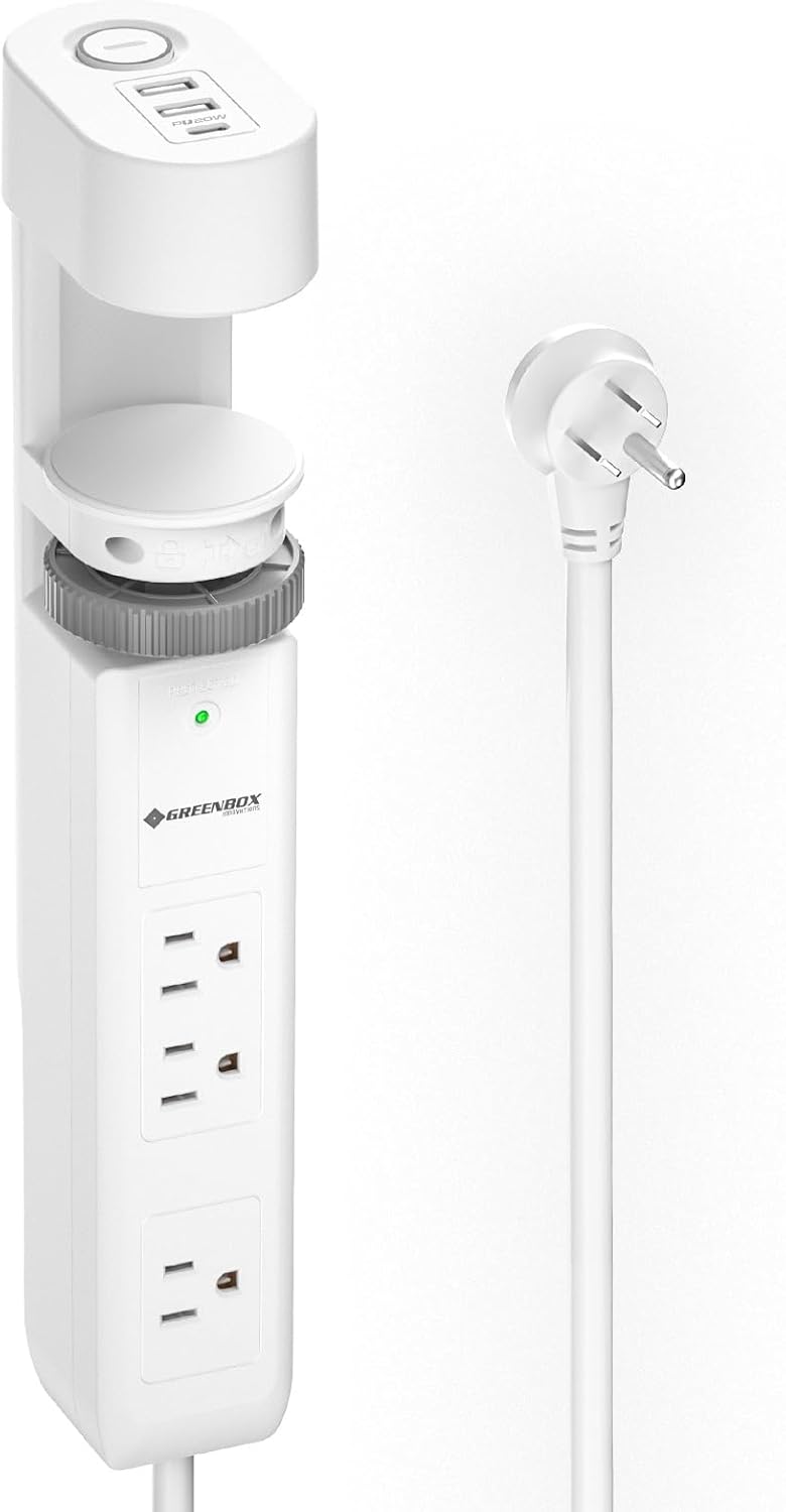Desk Clamp Power Strip with USB-C, 1020J Surge Protector, 20W PD Fast Charging, Under Desk Mount Power Strip with Wide-Spaced Outlets, Flat Plug, 6FT Cord, Fits Up to 2" Tables,ETL Listed (15A/1875W)