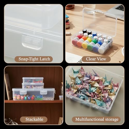 Image of SATINIOR 24 Packs Small Clear Plastic Beads Storage Containers Box with Hinged Lid for Storage of Small Items, Crafts, Jewelry, Hardware(Multiple Sizes)