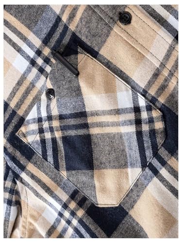 Verdusa Men's Plaid Shirt Long Sleeve Button Down Flannel Shirt Casual Hoodie Jacket with Hooded4