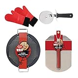 TableCraft Pizza on the Grill Set w/Grilling Tray, Peel, Cutter Wheel, Gloves