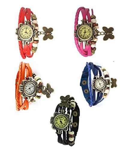 ITHANO Vintage Retro Beaded Bracelet Leather Women Wrist Watch - Combo of 5 Watches (B079DCGYWV) Amazon Price History, Amazon Price Tracker
