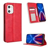 Jiajihua Hülle Kompatibel mit Umidigi C2 Hülle,Kompatibel mit Umidigi C1 Max / C1 Etui PU-Leder Flip Kickstand Wallet Card Slot Magnetischer Verschluss Red