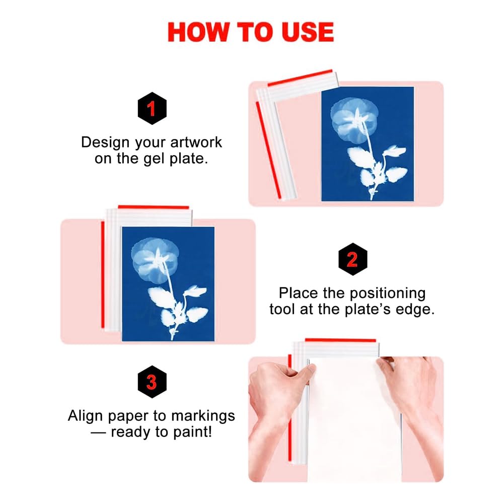 Herramienta de Alineación de Placas de Impresión en Gel: Herramienta de Colocación de Placas de Impresión en Gel Grandes para Grabado y Arte con Técnicas Mixtas.