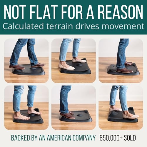 Topo Comfort Mat by Ergodriven | The Original Not-Flat Anti-Fatigue Standing Desk Mat with Calculated Terrain | Accessories | Obsidian Black