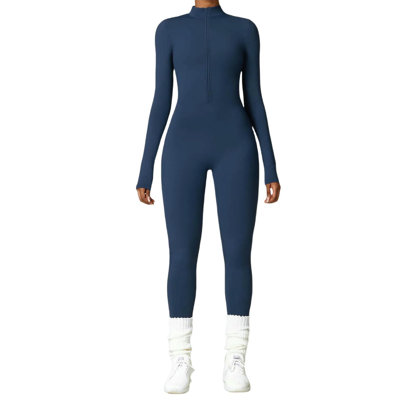 QTANZIQI Shapewear Zipper Flotte à Ajustement Fleep Yoga JumspSuit Outdoor Body Chaud Chaud Collants sans Couture