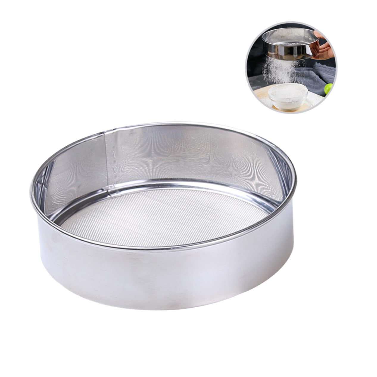 Ensemble de tamis de cuisson en maille d'acier inoxydable pour la cuisine-ensemble de 2 pièces pour la cuisson de gâteaux, le tamisage des pâtes et le secouage de la farine-passoire à main pour glaça