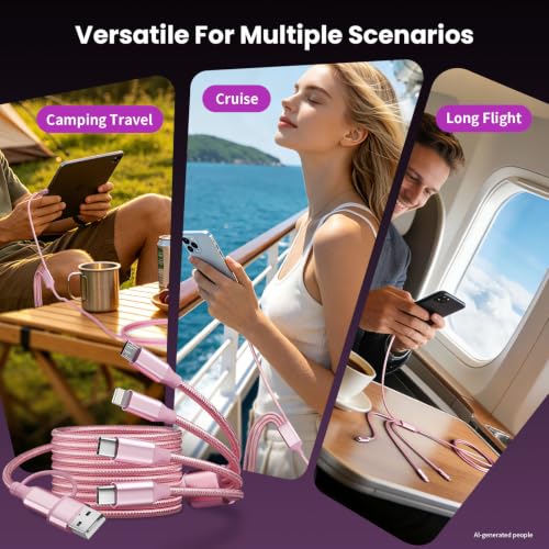 Image of 4 in 2 Multi Charging Cable, USBA /C Charging Cords for Multiple Devices
