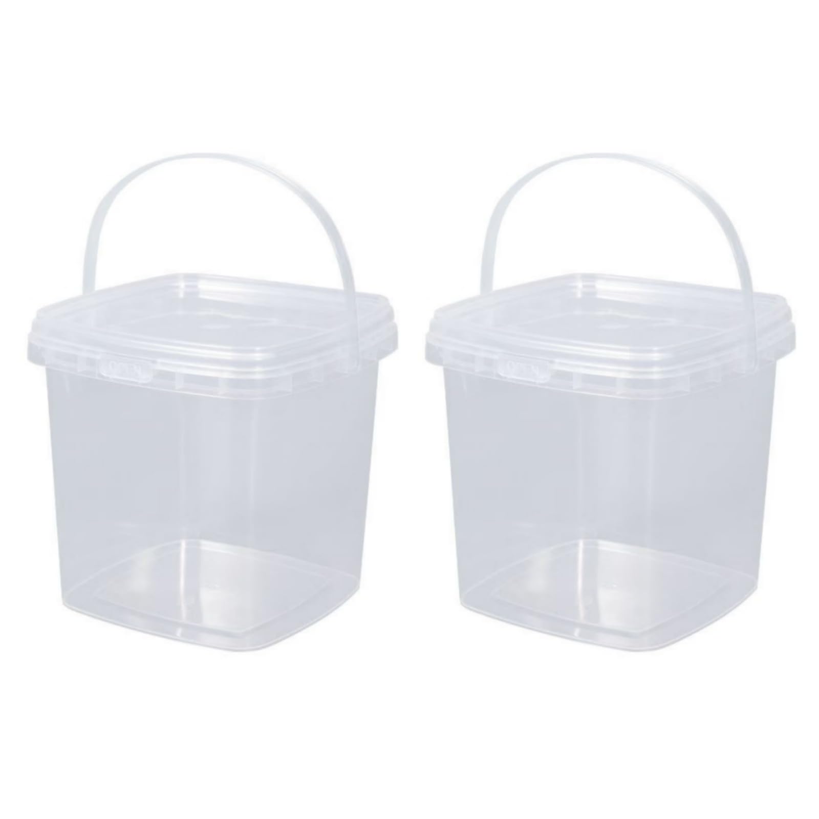 Amazon｜四角い プラスチック バケツ 蓋付き クリア ペール ハンドル