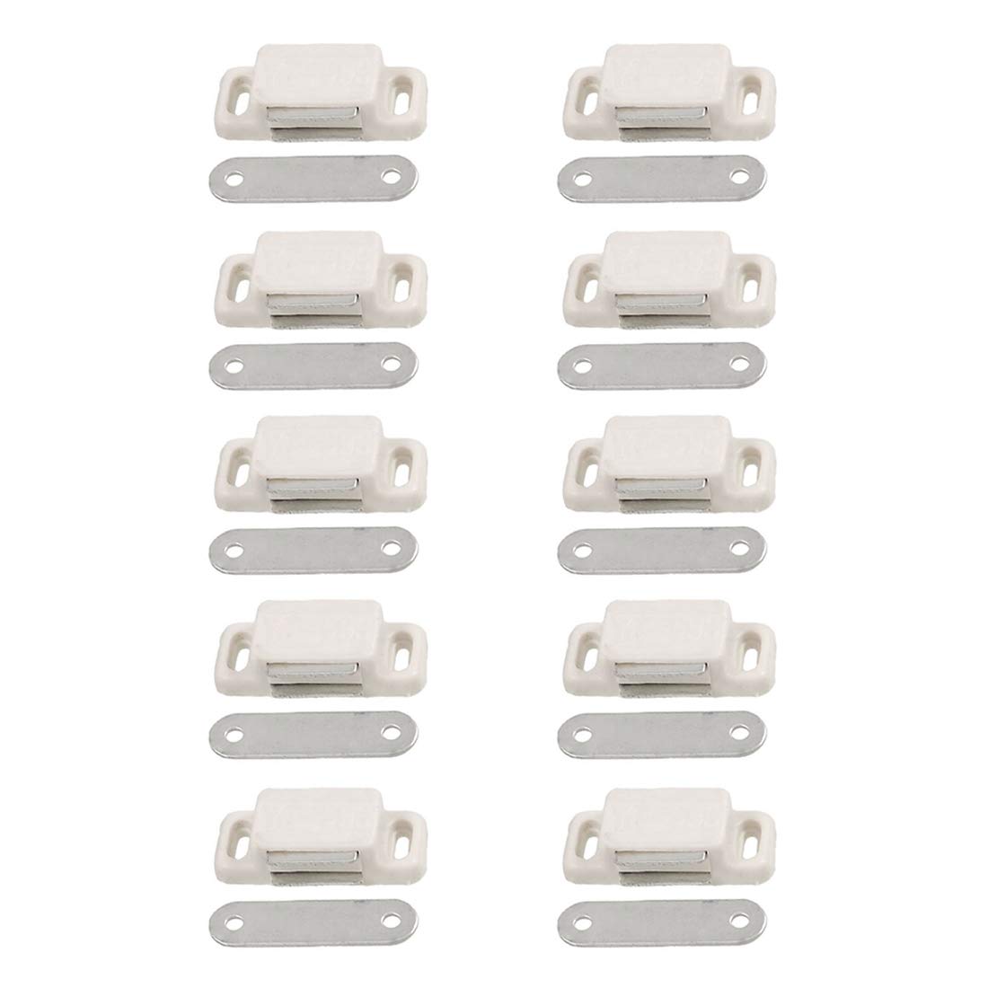 Saim Magnetic Door Catch Off White Plastic Housing Plate for Cabinet Cupboard Wardrobe Closet Drawer Latch Pack of 10