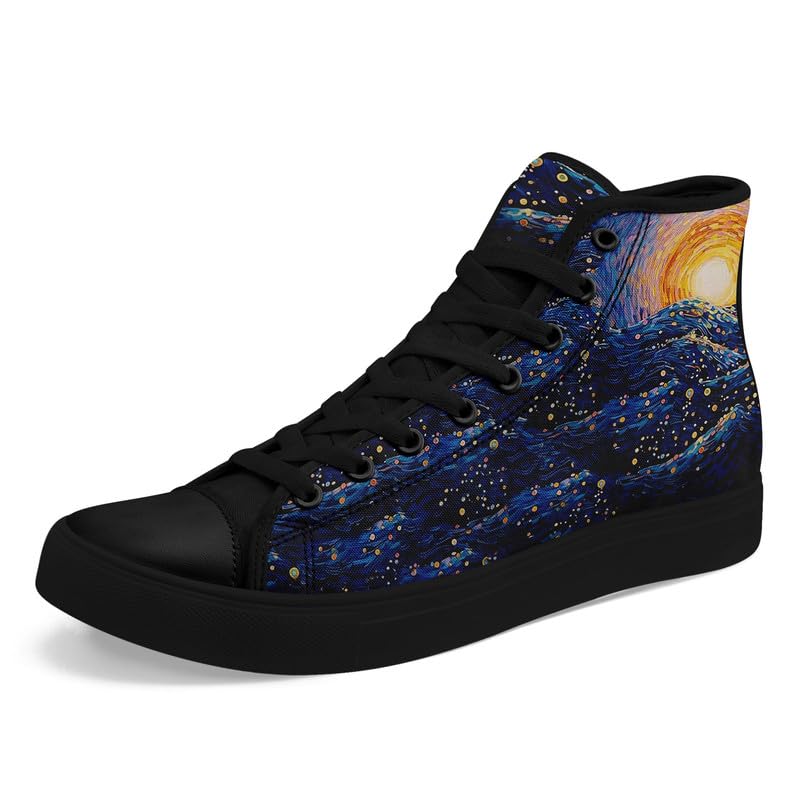 Women's Canvas Night Sky High Top Shoes Sneakers Unisex Casual Lace Up Versatile Shoes