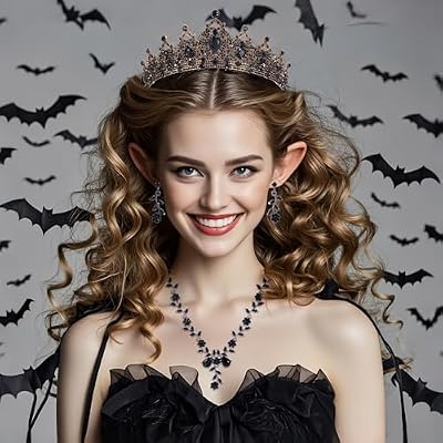 Kamirola Tiaras and Crowns for Women,Tiaras Earrings Necklace, Crystal Bridal Jewelry Set, Costume Party Halloween Prom Pageant Jewelry for Women(TR45)