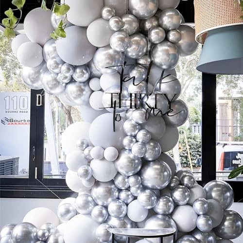 Image of Voircoloria Metallic Silver Balloons, 66pack 12inch Chrome Silver Latex Party Balloons for Graduation, Wedding, Birthday, New Year, Baby Shower, Anniversary, Holiday Party Decorations