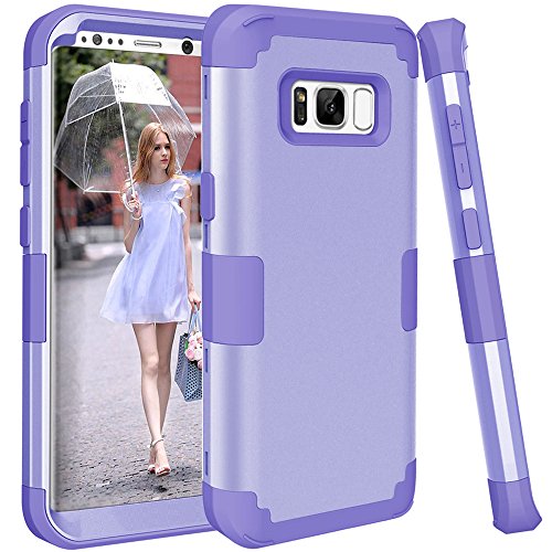 Galaxy S8 Plus Case, KAMII 3 in1 [Shockproof] Drop-Protection Hard PC Soft Silicone Combo Hybrid Impact Defender Heavy Duty Full-Body Protective Case Cover for Galaxy S8 Plus (Light Purple)