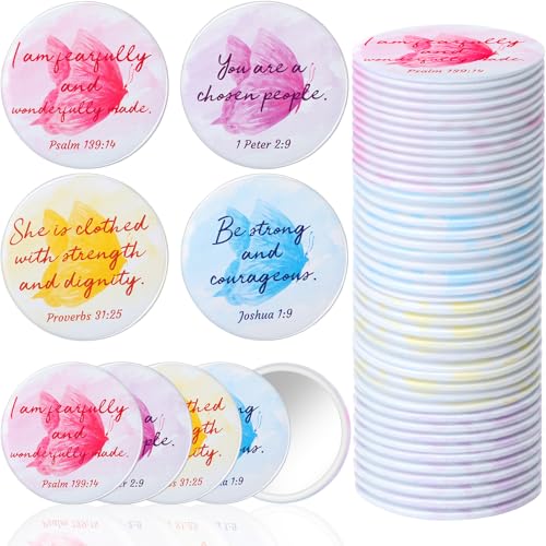 AceOrbit 40 Pcs Christian Compact Mirrors Bible Verse Butterfly Pocket