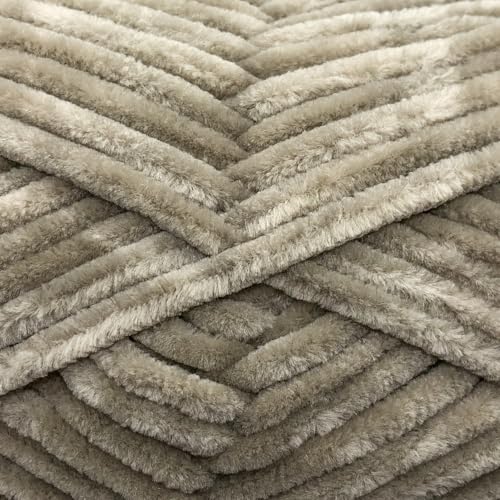 Image of Cuddly Velvet Chenille Yarn, Super Soft Fluffy Bulky for Knitting Crocheting Crafting Blanket Amigurumi, Durable for Shedding, 100 Gram (3.53 Ounces) 109 Yards (100 Meters) (Mink) (3 Skeins)