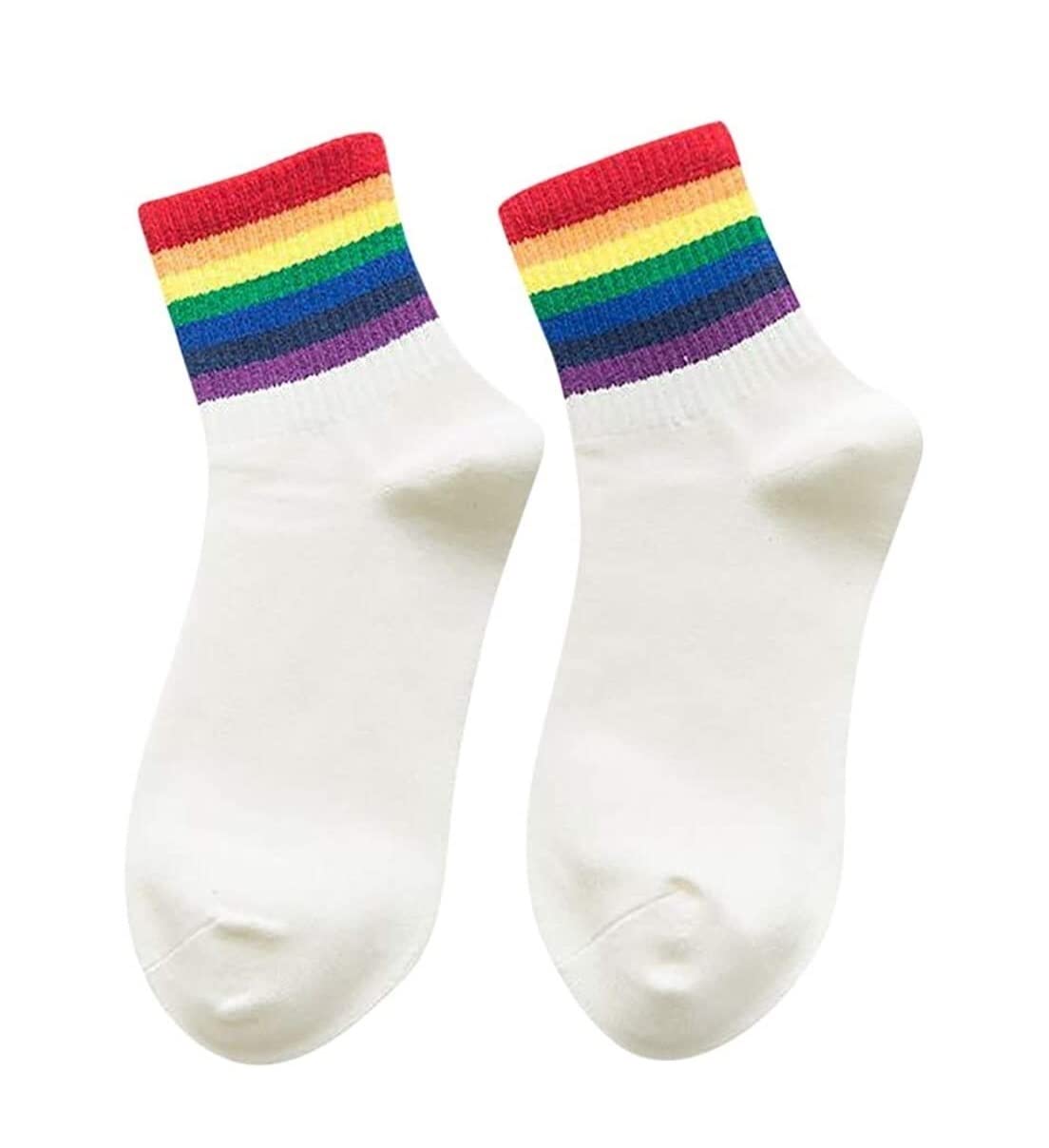 Habrur Calzini Invernali Termici 10 Paia Di Calzini In Cotone Calzini Da Lavoro Sportivi Con Motivo A Righe Arcobaleno Unisex Morbidi E Confortevoli