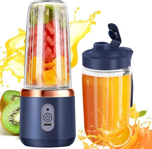 Image of Portable Blender Electric Juicers Fruit Mixers USB Rechargeable Smoothie Mini Personal Juicer 6 Blades 3Gears with 1500 mAh Rechargeable Battery
