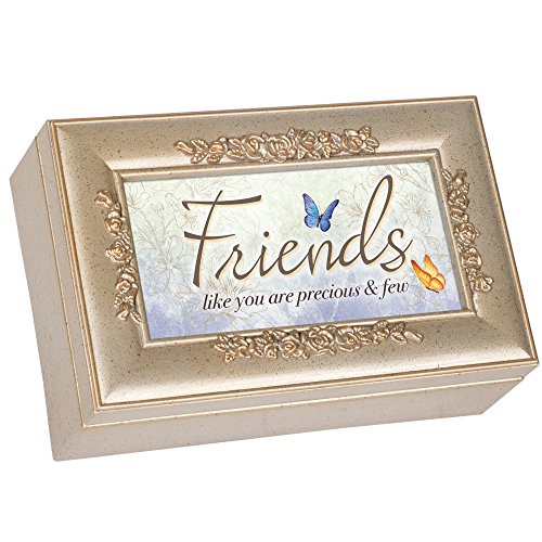 Cottage Garden Friends Like You are Precious Silvertone Embossed Jewelry Music Box Plays You Light Up My Life