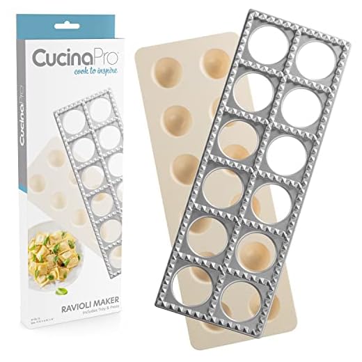 Ravioli Mold with Extra Large 1 3/4" Squares- Authentic Ravioli Tray and Press Makes 12 Italian Raviolis at a Once