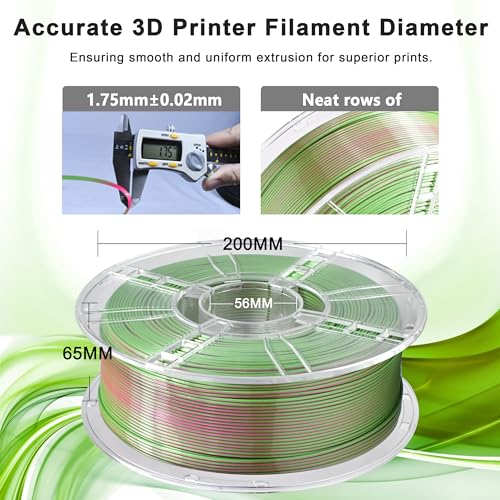 Image of iBOSS Silk PLA Plus 3D Printer Filament, Dual Color Shiny PLA+ Filament 1.75mm, Dimensional Accuracy + /- 0.02mm, Silk Textures, 1KG Spool(2.2lbs),Widely Compatible for FDM 3D Printer(Silk Red Green)