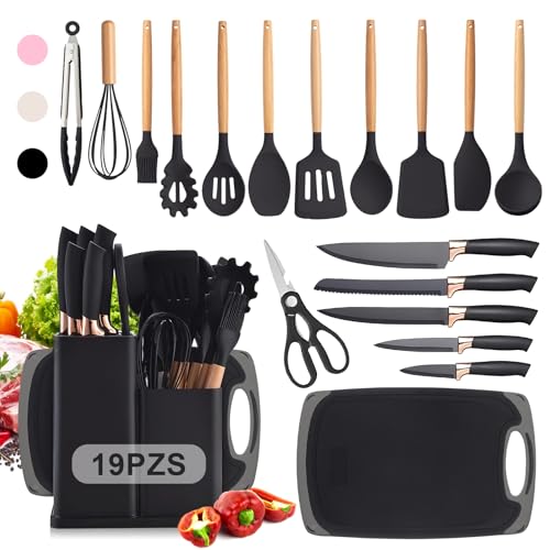 Consejos para Comprar Palita de cocina , listamos los 10 mejores. 43 Utensilios de Cocina de Silicona, 19 Piezas Juego de Utensilios de Cocina Antiadherentes con Mango Resistente al Calor, Juego de Cucharas para Cocinar de Incluyendo Accesorios...
