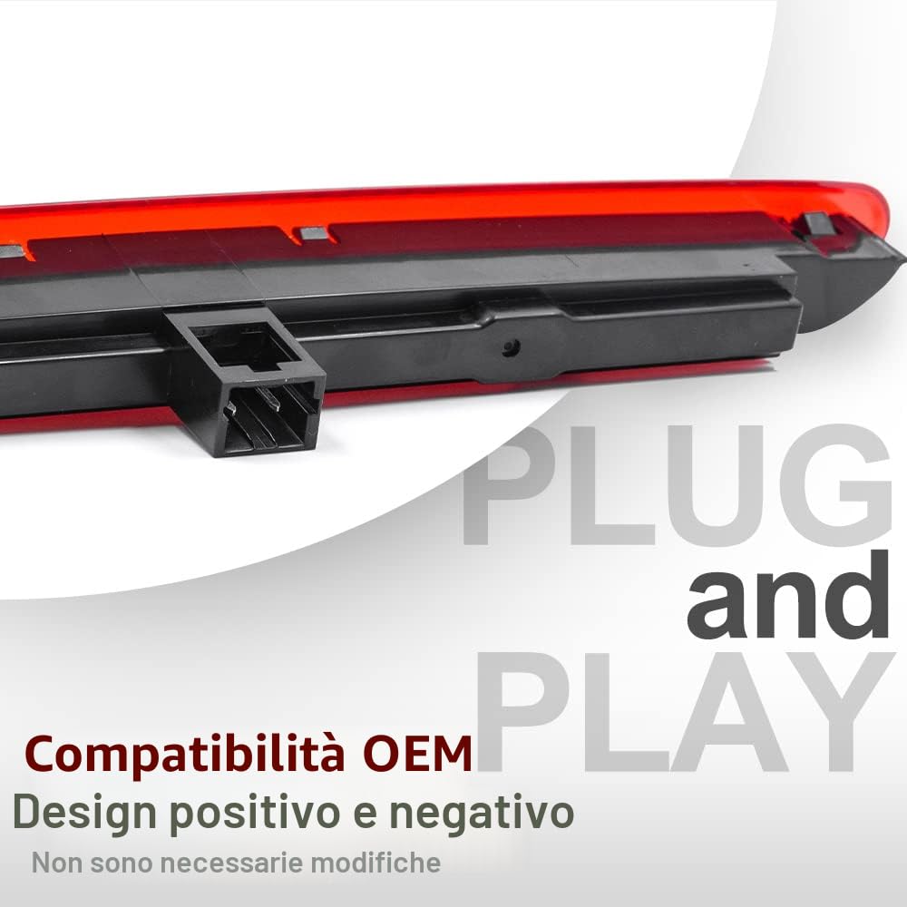 LED rosso 3° terza luce freno posteriore rondella ugello di arresto compatibile con Fiat Punto Grande Ab.arth Evo OEM 2122000407