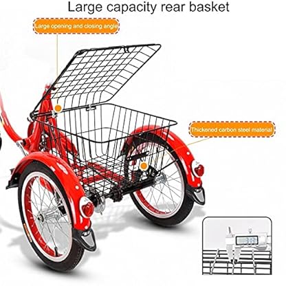 20"Single Speed ​​3 Rad Fahrrad für Erwachsene Erwachsene Dreirad Fahrrad Outdoor Sports City Urban Fahrradkorb Inklusive Für Senioren Frauen Männer Einkaufen – Bild 5