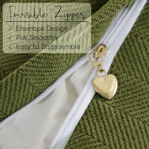 ZWJD Olive Green Pillow Covers 22x22 Set of 2 Chenille Throw Pillow Covers with Elegant Design Soft and Luxurious Decorative Throw Pillows for Couch, Bed, and Home Decor