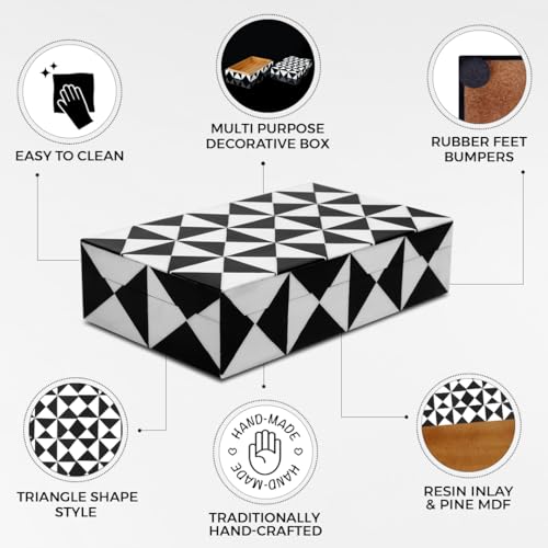 Handicrafts Home Decorative Storage Box with Lid, Black and White Decorative Remote Holder Box - Image 3