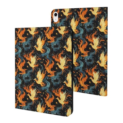 Housse iPad mince anti rayures protection ecran automatique motif flammes de phenix