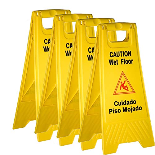 Exclusive Discount 60% Price Tiger Chef Yellow Wet Floor Caution Sign, 2-sided Fold-out, Floor Safety Sign, Caution Wet Floor 24-inch By 12-inch Cuadado Piso Mojado (4 Pack)