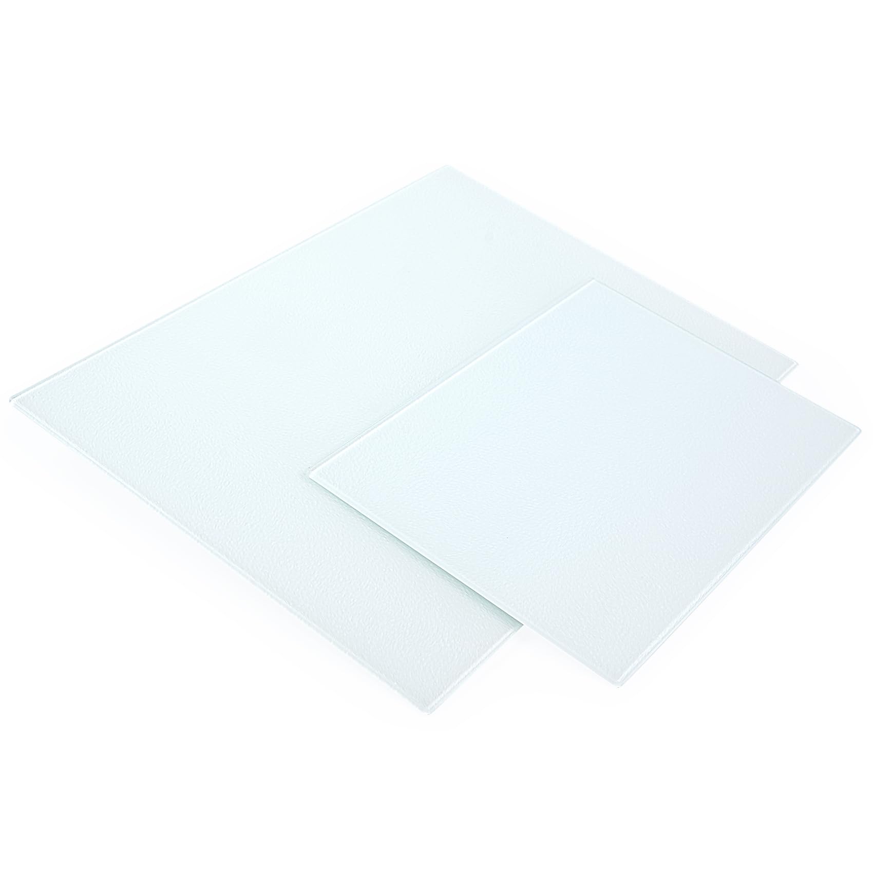 EazyBreezy 2 Pcs Clear Tempered Glass Chopping Board Hygienic Worktop Savers Non-Slip Cutting Board (Textured)