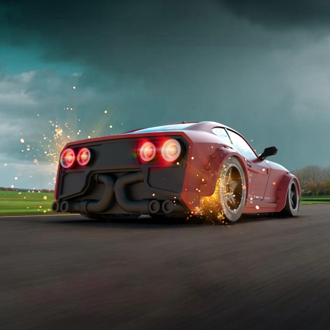 Aetheria Remote Control Car RC Drift Car, 4WD RC Cars Vehicle with ESP Gyro, LED Headlights Drift Wheel, 1:32 High Speed Racing RC Vehicle Gifts for Adults Christmas KM3299- Red