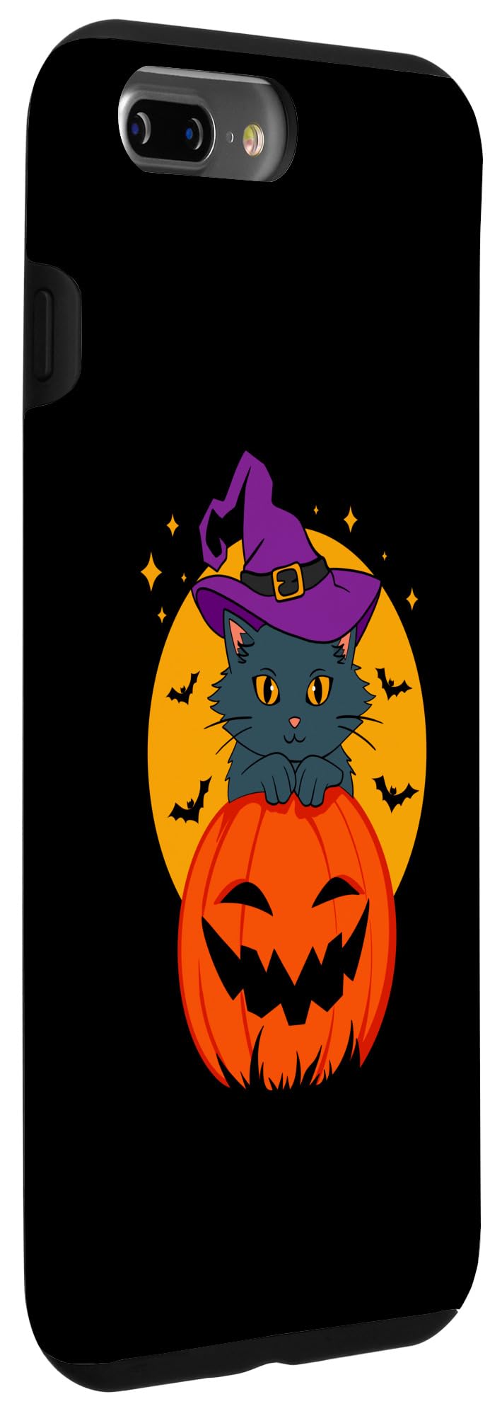 iPhone 7 Plus/8 Plus Black Witch Cat Pumpkin Halloween Case - Image 3