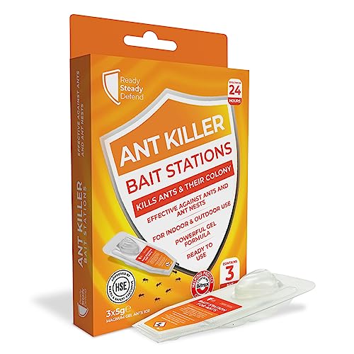 Ant Killer Bait Station (Pack of 3) | Powerful Gel Insecticide for Indoor and Outdoor Use, Effective Colony Elimination, Easy-to-Use Ant Bait Station | Ant Traps Indoor Safe for Children and Pets