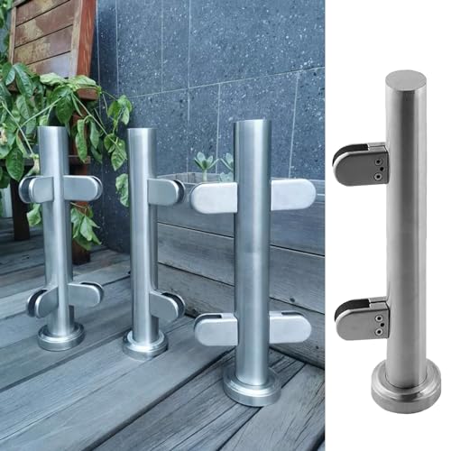 Poste de barandilla de cristal para exteriores, kit de balaustrada de cristal con soporte vertical para paneles de terraza, herrajes metálicos duraderos, diseño moderno, fácil instalación, color