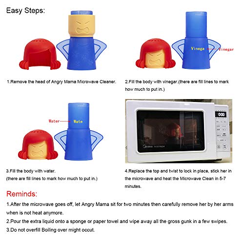 Image of Angry Mom Microwave Cleaner, Mad Mama Microwave Steam Cleaner, Just Add Vinegar and Water, Easily Cleans the Crud in Minutes (Blue)