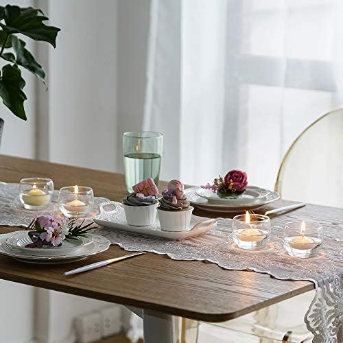 NUPTIO Clear Glass Hurricane Votive Candle Holders, 6cm x 5.4cm, Set of 12 Tea Light Holders, Table Candle Holders, Candleholder Centrepiece for Wedding Party Christmas Halloween Decorations