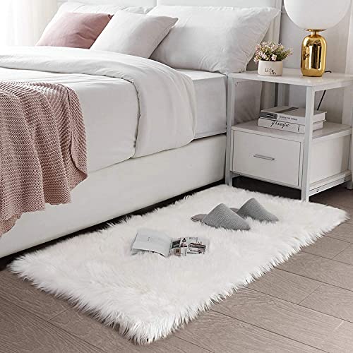 HLZDH Alfombra de imitación de Piel de Cordero Lujosa Suave Lana Artificial Alfombra para salón Dormitorio baño sofá...