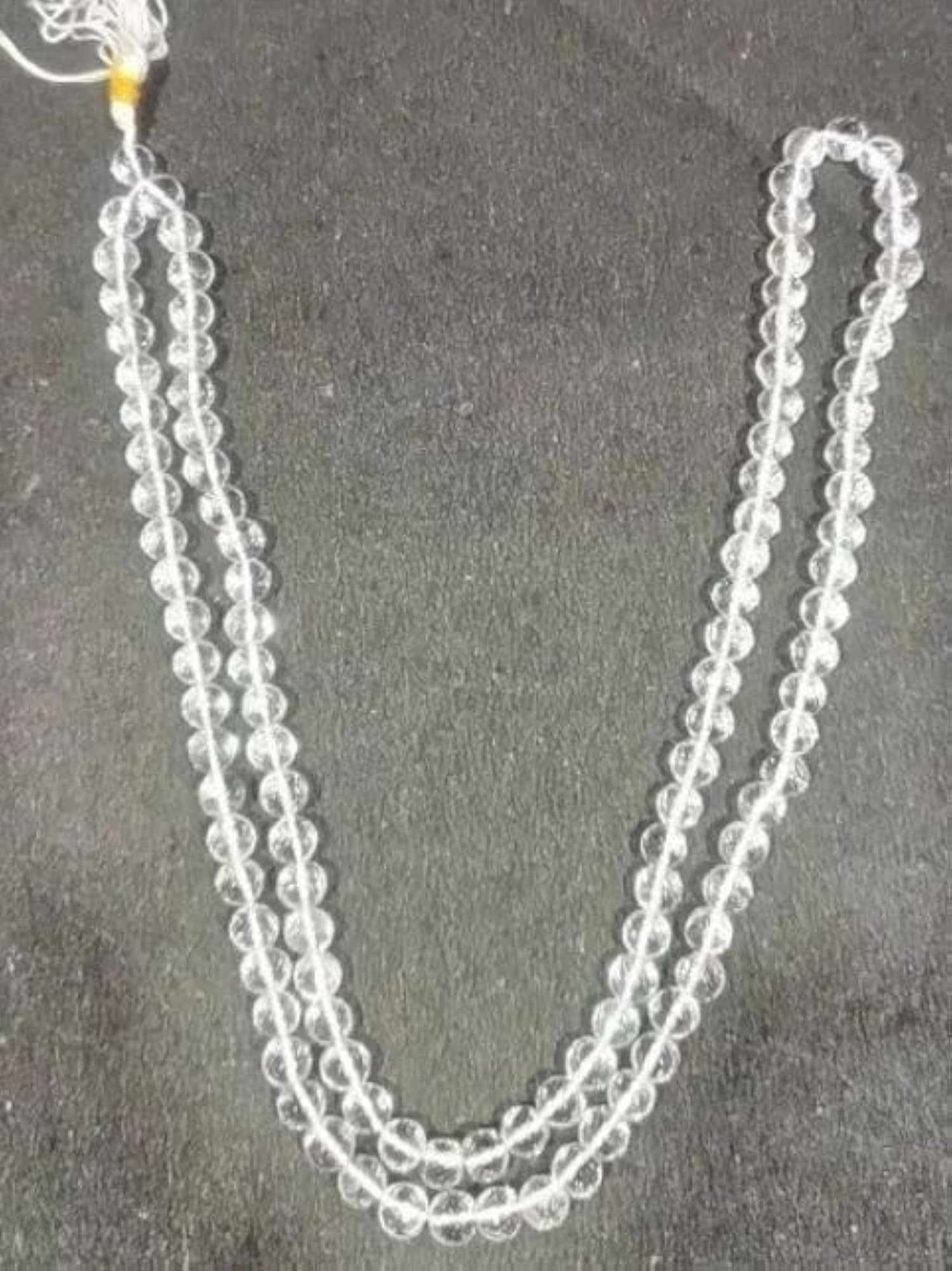 10mm Diamond Cut Sphatik Mala, Natural Crystal Bead Rosary