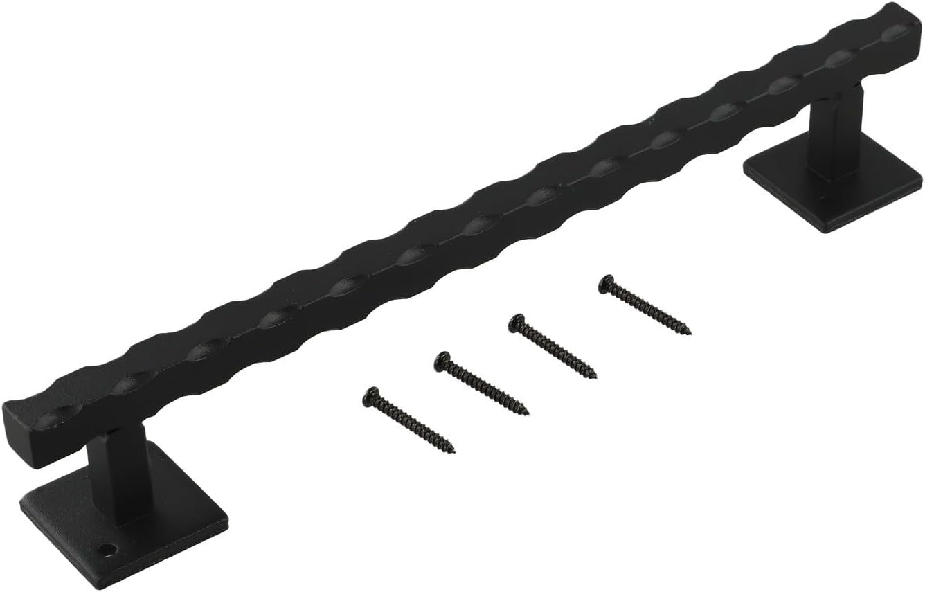Sliding Barn Door Handle, 12 Inch Solid Iron, Matte Black Rustic Design, Heavy Load Pull For Indoor Outdoor Sliding Doors, Garages, Sheds