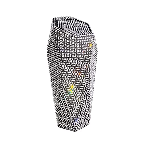 Image of Bling Rhinestone Garbage Can, Sparkly Car Trash Can with Lid, Leakproof Trash Bin, Mini Garbage Bin for Automotive, Home, Office, Kitchen, Bedroom (White)